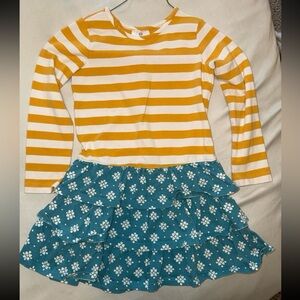 Hanna Andersson Striped Layered Ruffles Long Sleeve Dress